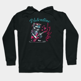 Valentine Love Guitaist Cat Hoodie